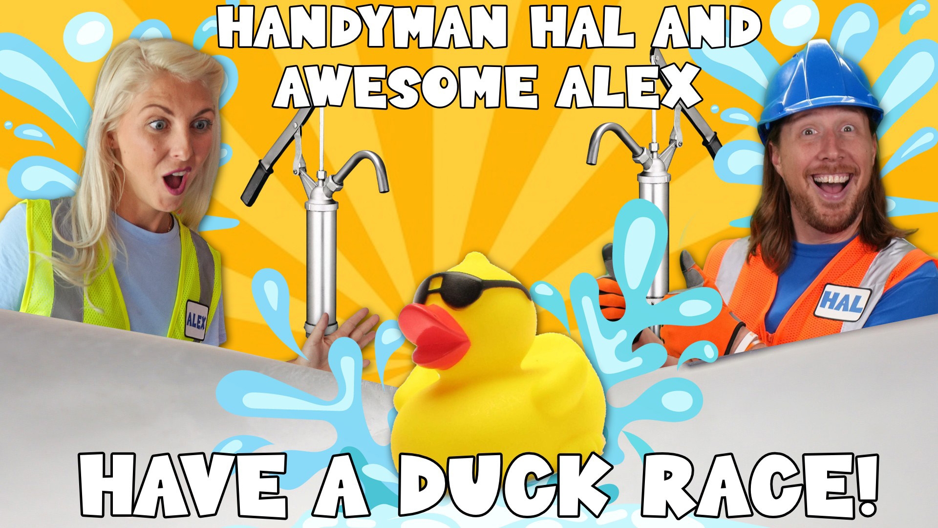 Handyman Hal and Awesome Alex Have a Duck Race!