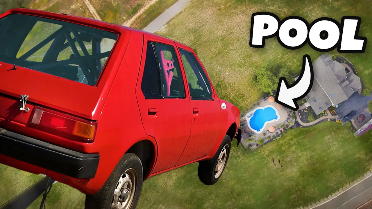 Car Vs. Swimming Pool from 150ft (Extreme Water Catching Battle) - How ...