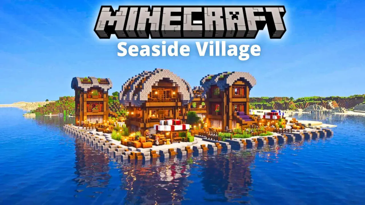 Seaside Village with Markets & Storage House - Minecraft Skyrift ...