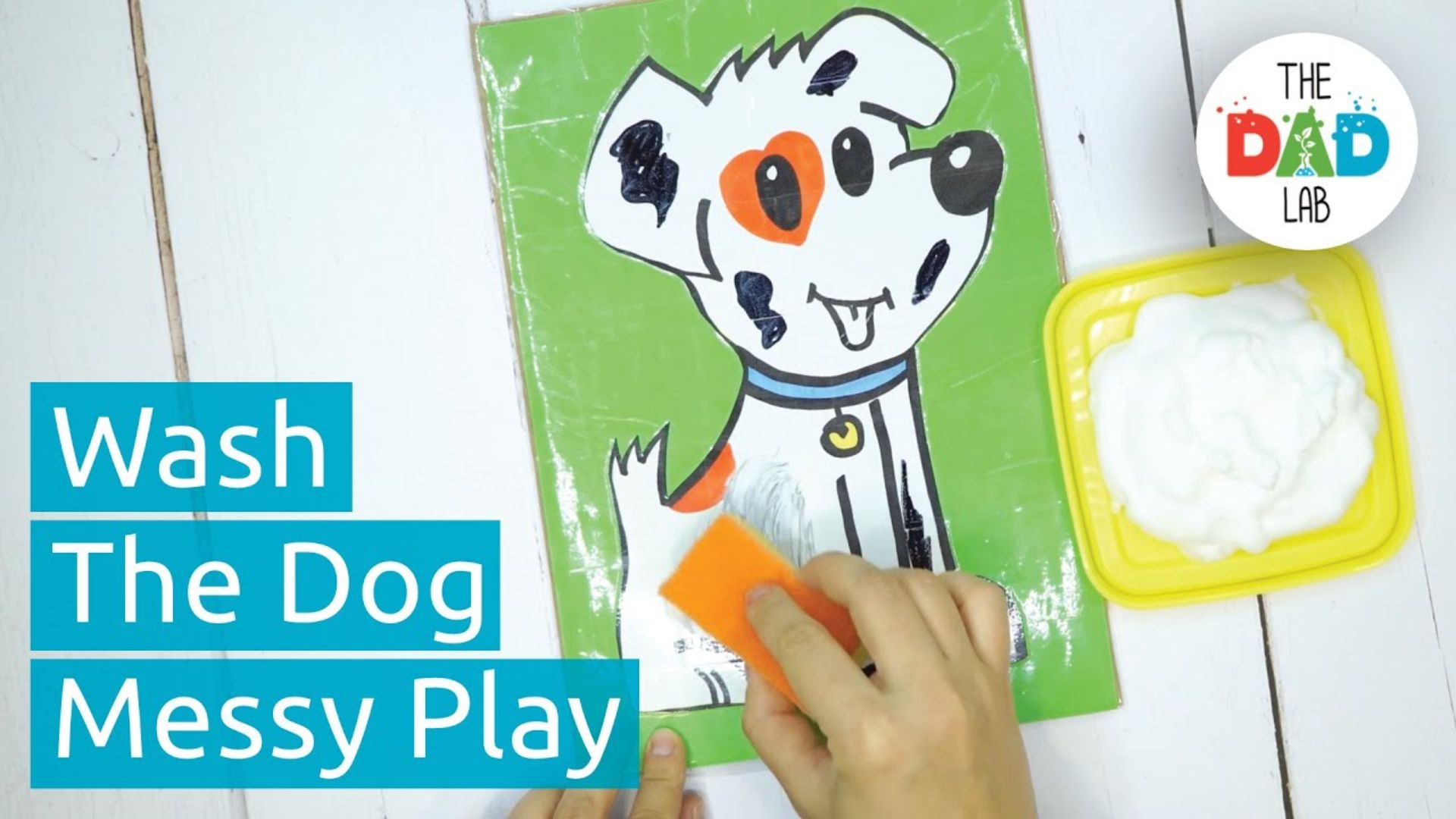 Wash The Dog Activity for Toddlers with Shaving Cream