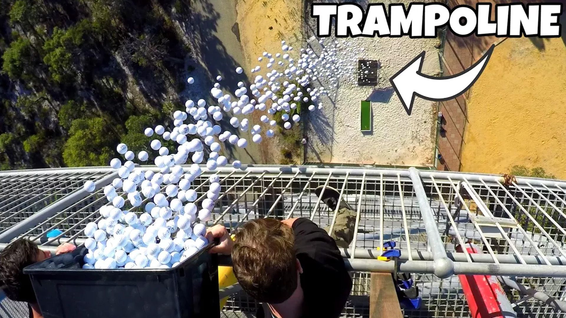 1700 GOLF BALLS VS. TRAMPOLINE from 45m!