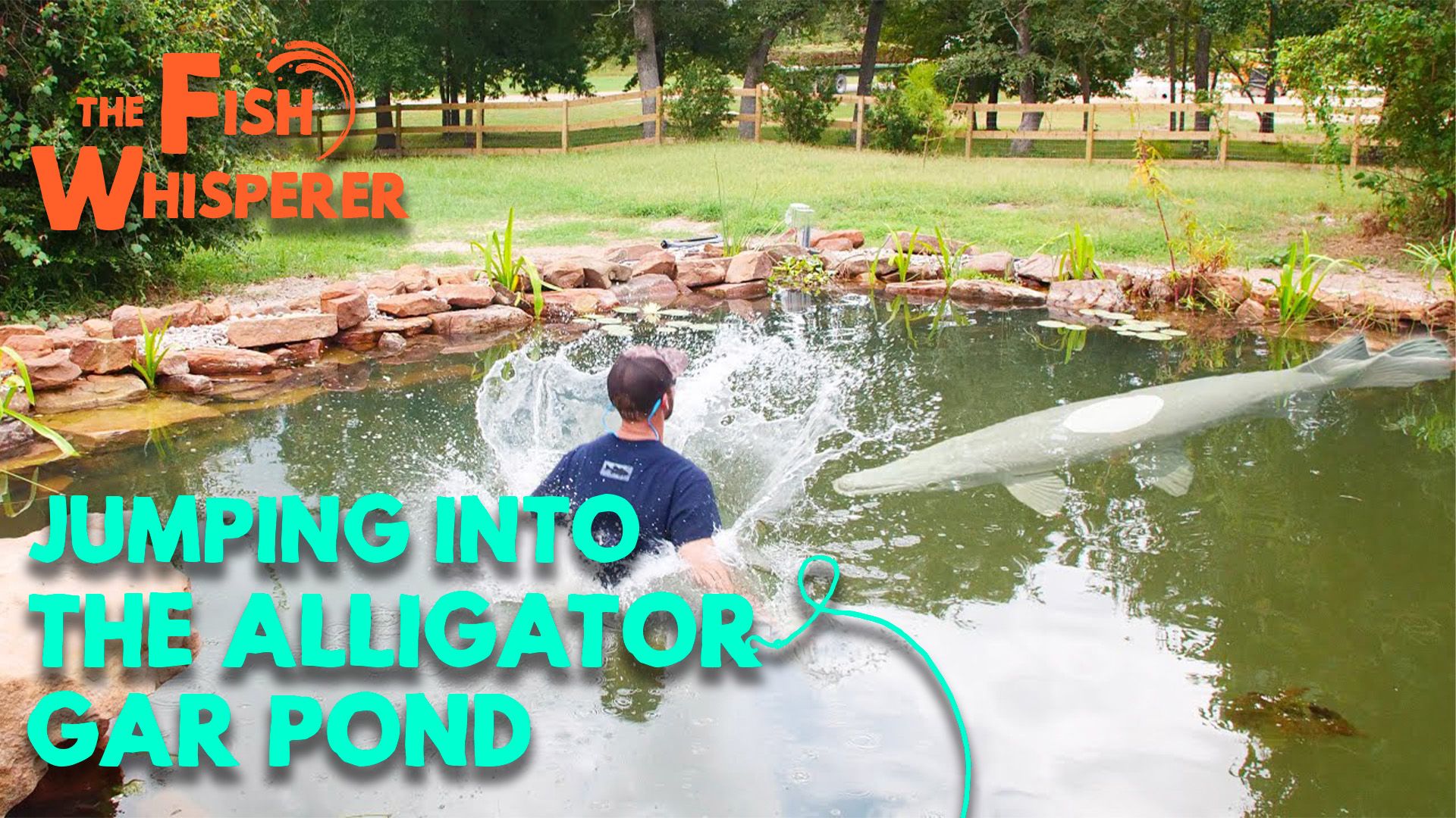 Jumping into the Alligator Gar Pond!