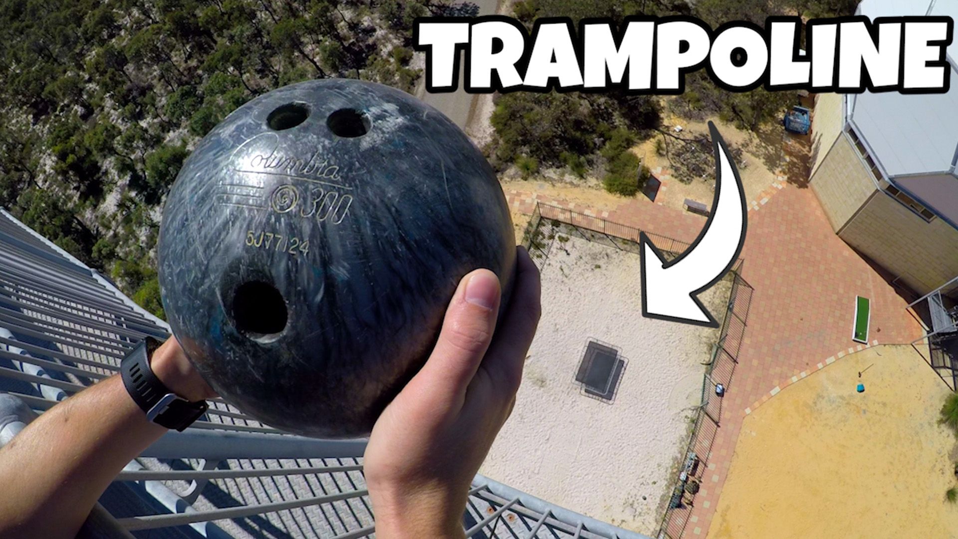 BOWLING BALL Vs. TRAMPOLINE from 165m Dam!