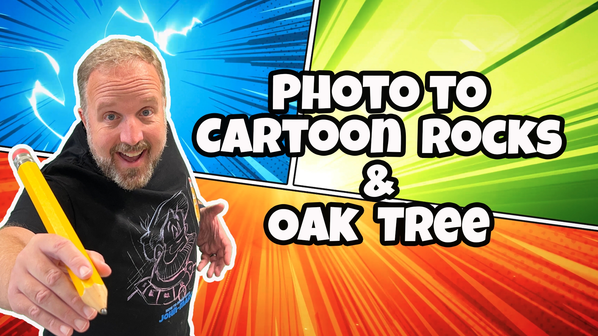 Photo to Cartoon Rocks (shading) & Cartoon Oak Tree