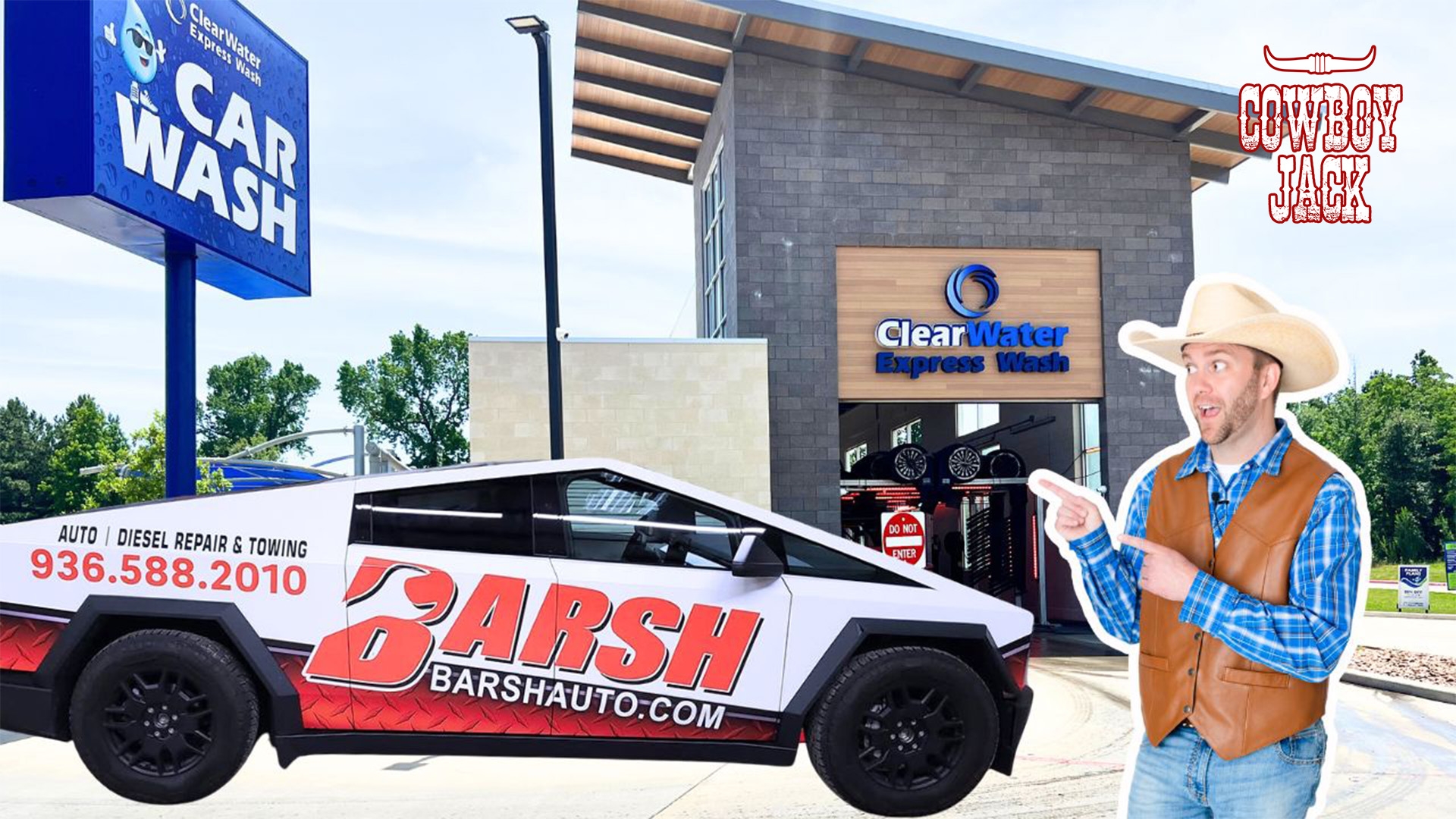 Cybertruck Carwash for Kids | Cowboy Jack washes a Cybertruck