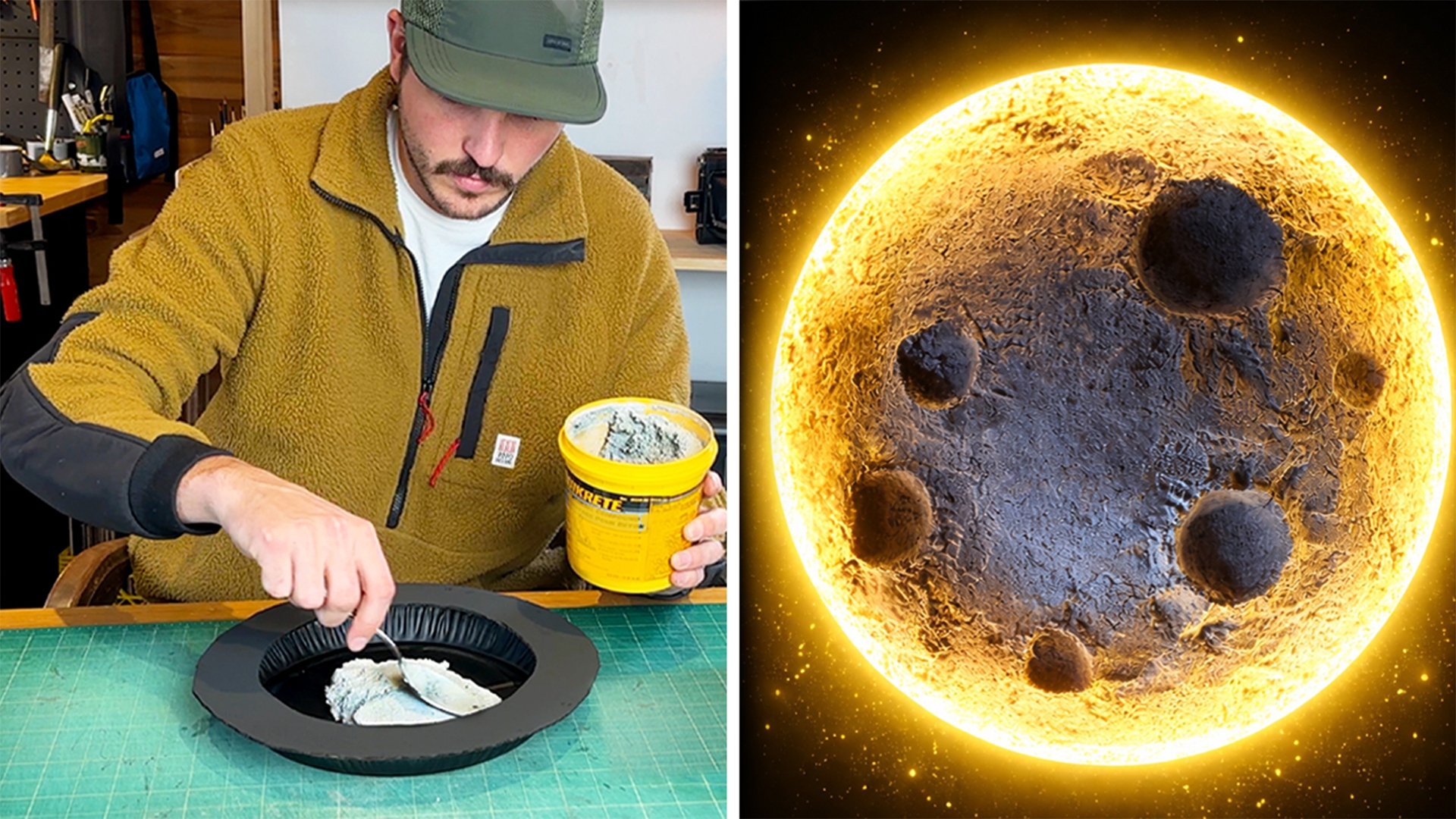 Pour Cement in a Pie Tin to Make an Amazing Glowing Moon!