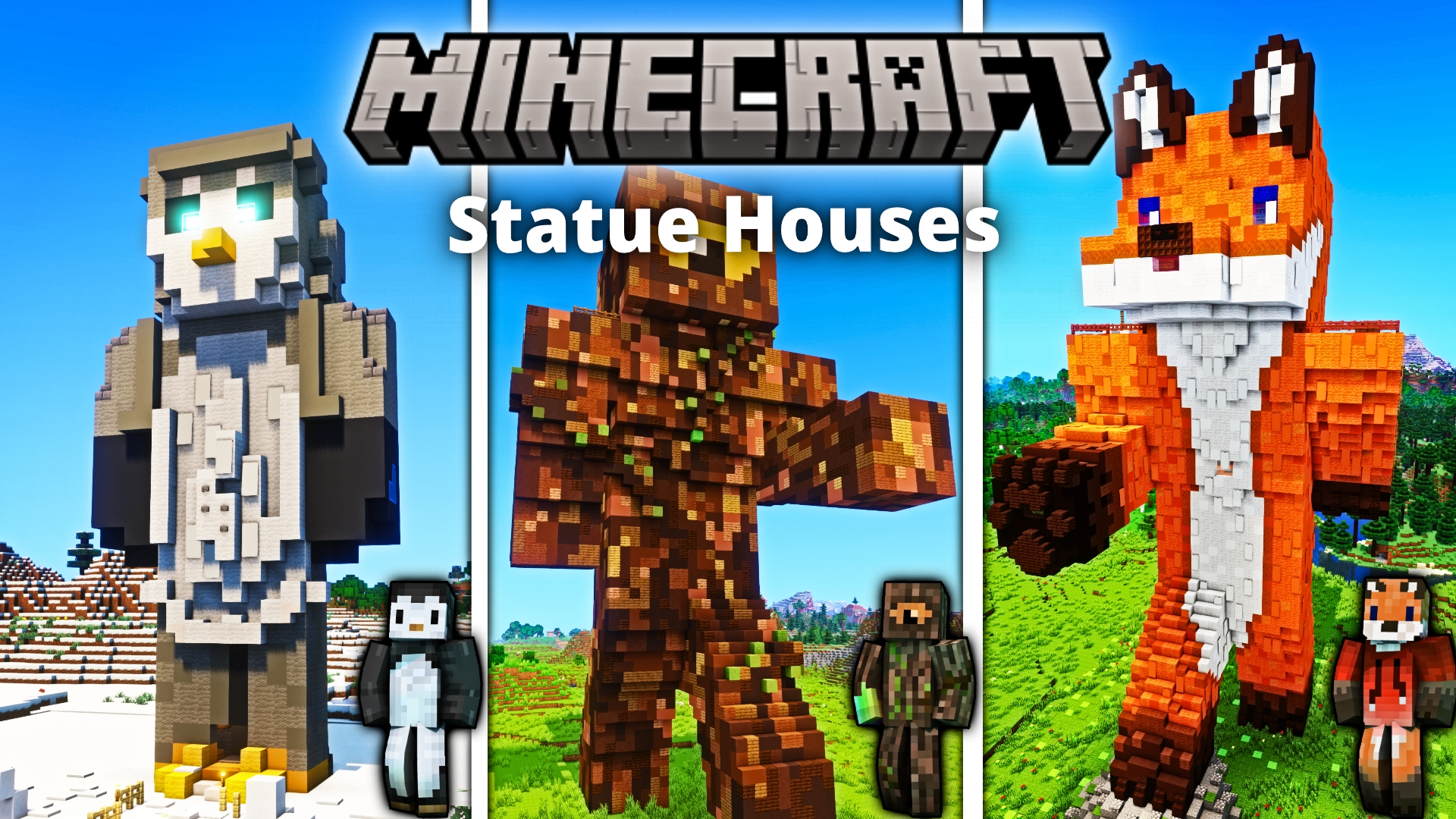 3 Statue Homes | Minecraft Build