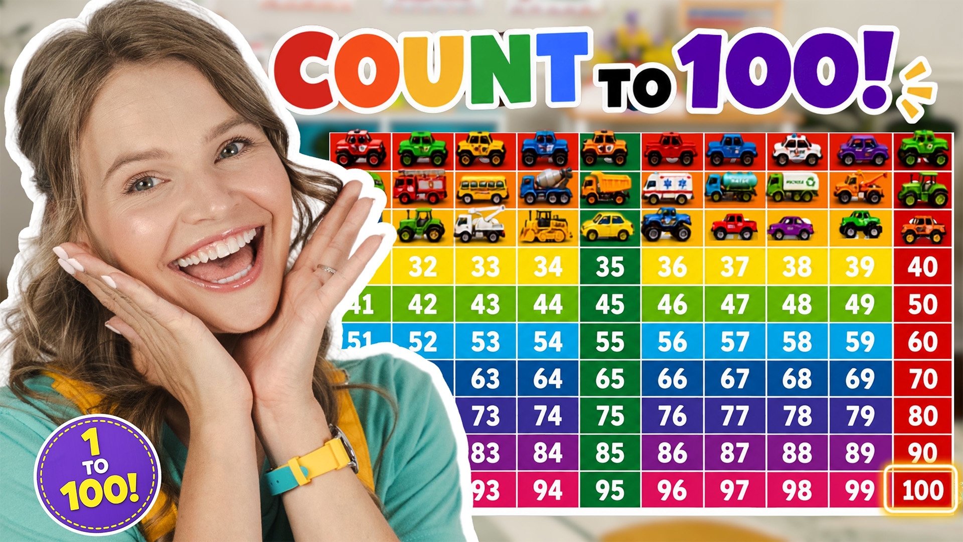 Learn to Count to 100 with Cars and Trucks!