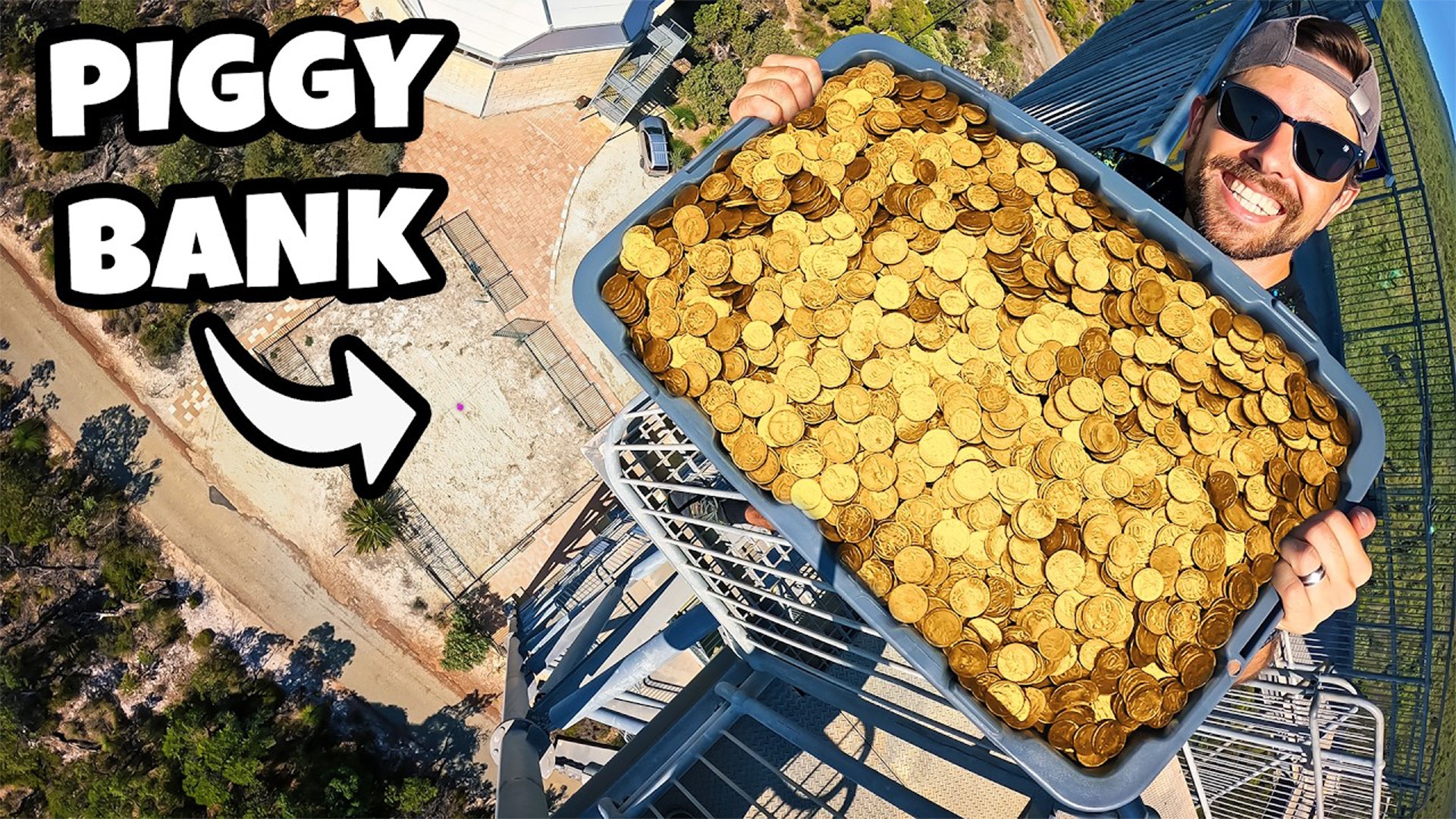 10,000 Coins Vs Piggy Bank from 45m! What Are The Odds 1 Goes In?