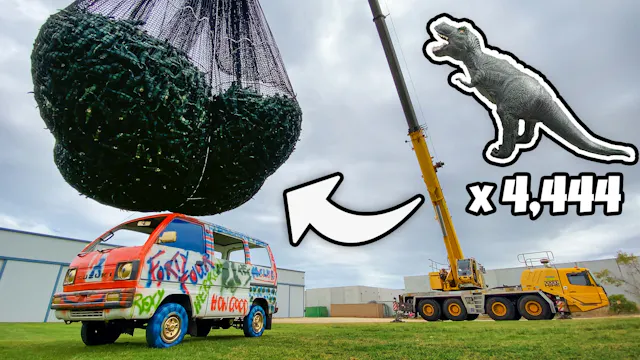 4,444 REXYS Vs. MINIVAN From A CRANE!...