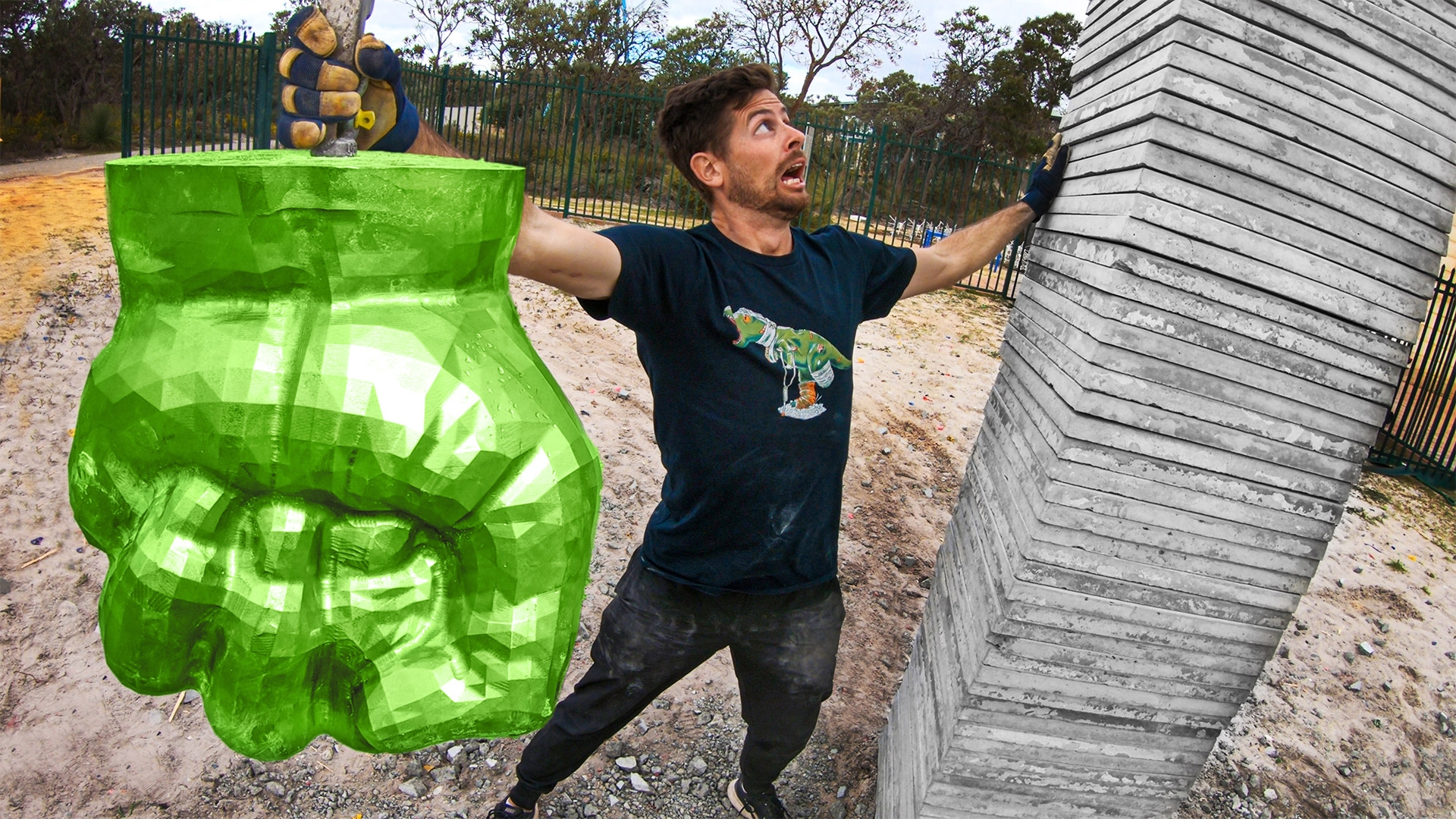 SOLID STEEL Hulk Fist (660lbs) Vs. CONCRETE Stack! 45m Tower Drop