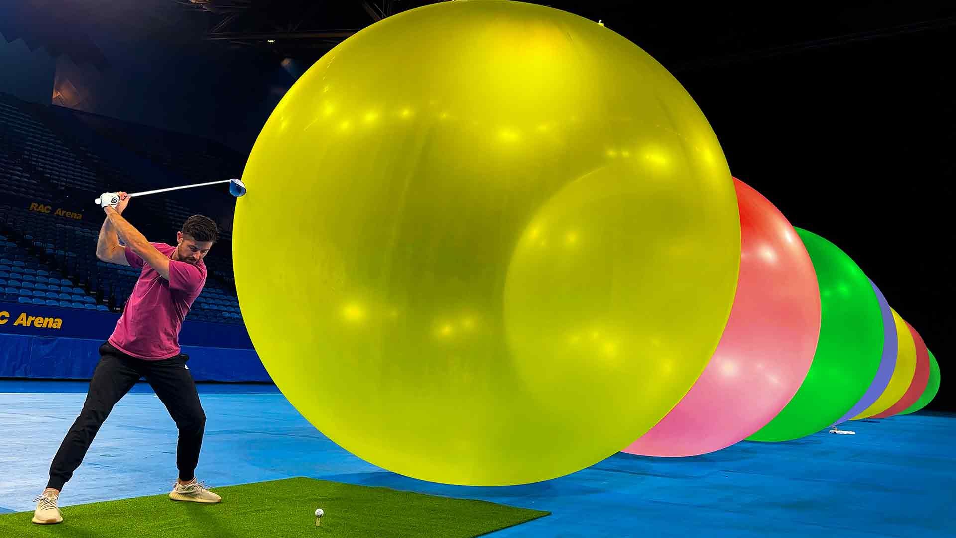 How Many Giant Balloons Stops A Golf Ball??