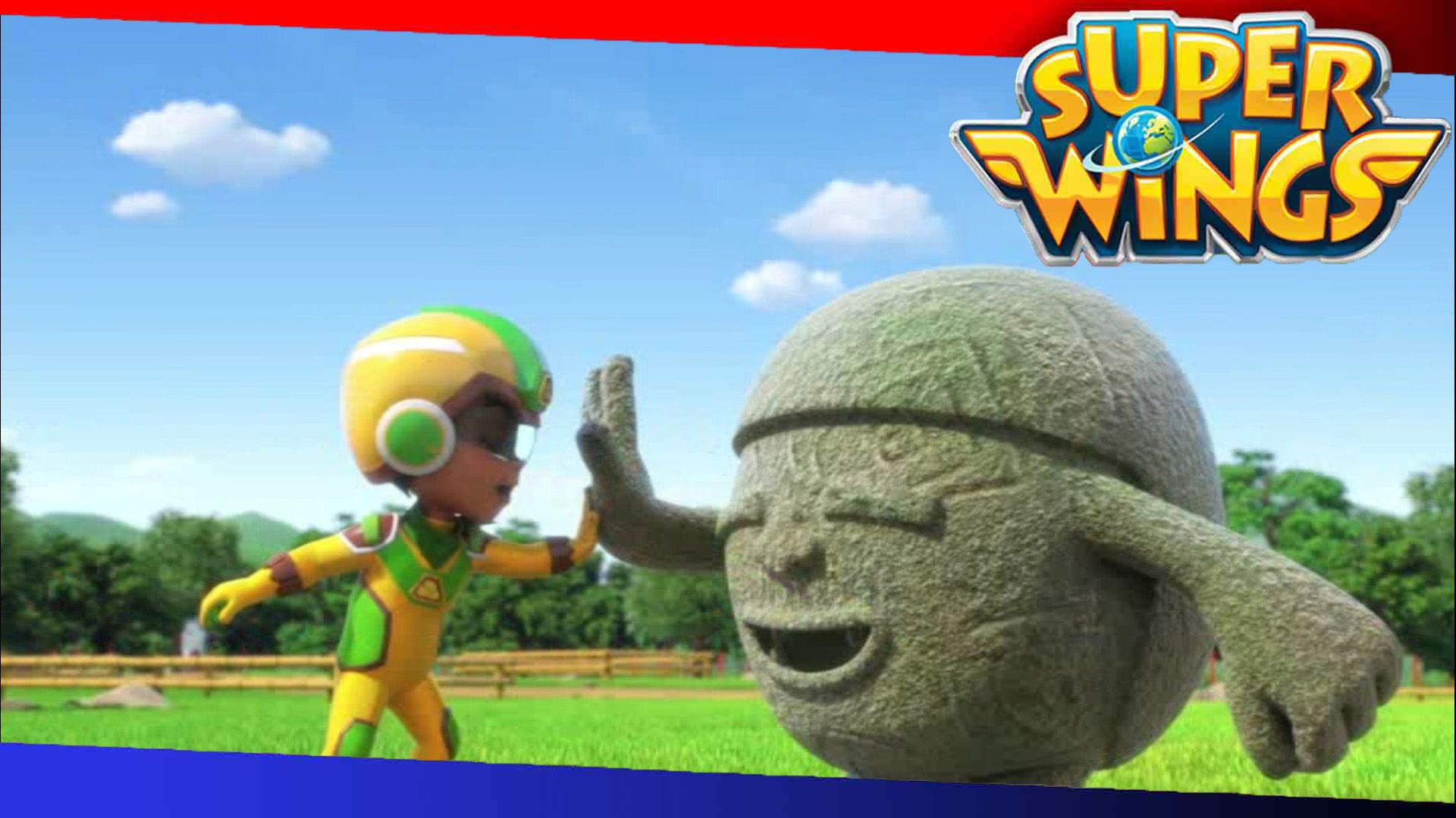 Soccer with stone Statues