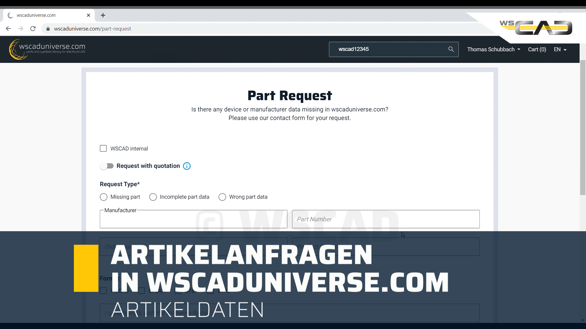 Artikelanfragen in wscaduniverse.com