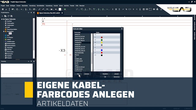 Eigene Kabel-Farbcodes anlegen