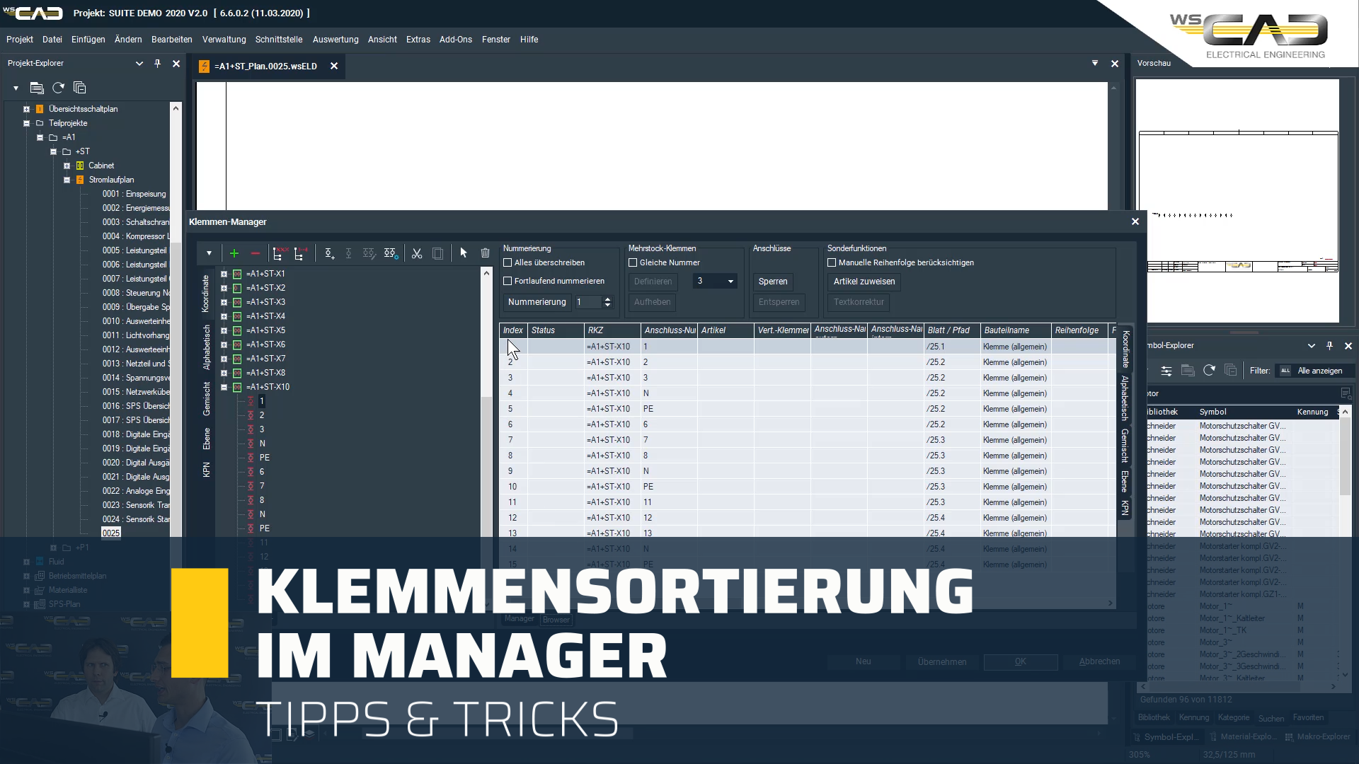 Klemmensortierung im Manager