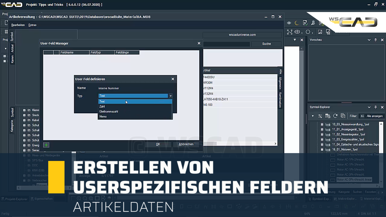 Erstellen von userspezifischen Feldern