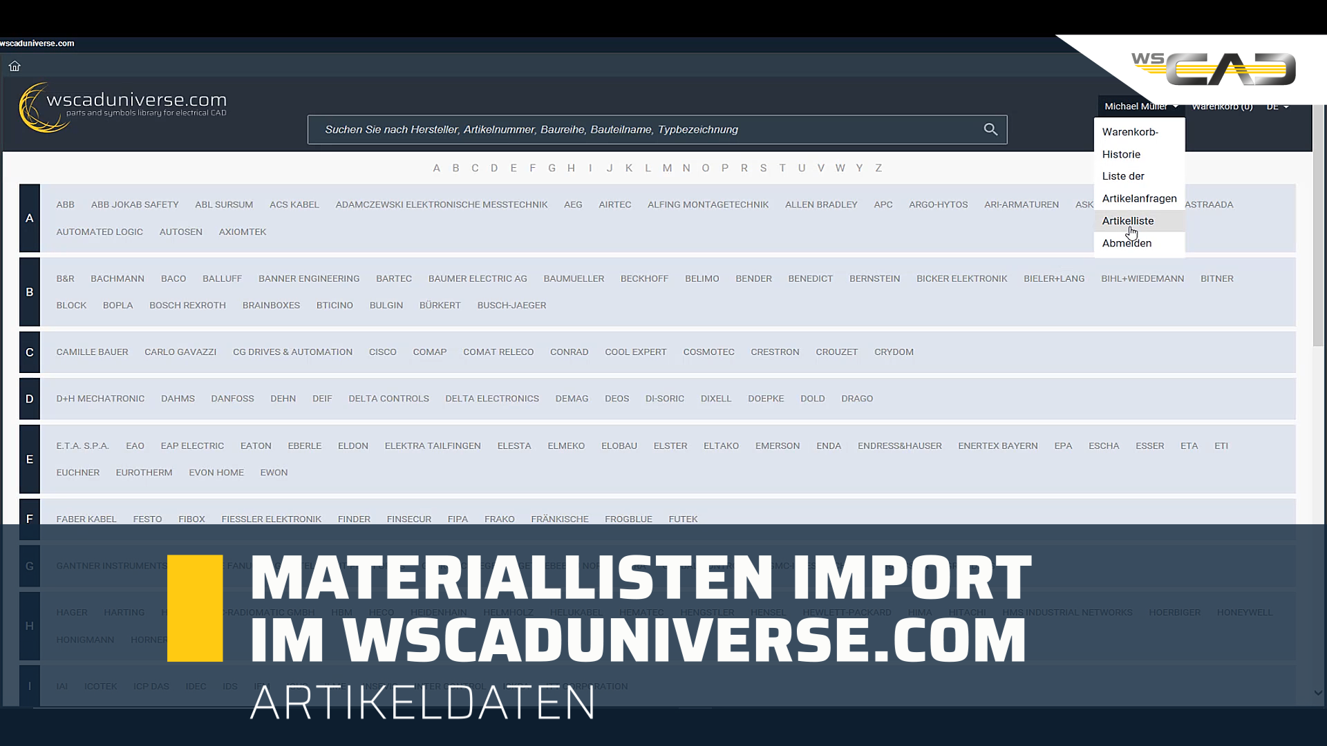 Materiallisten-Import im wscaduniverse.com