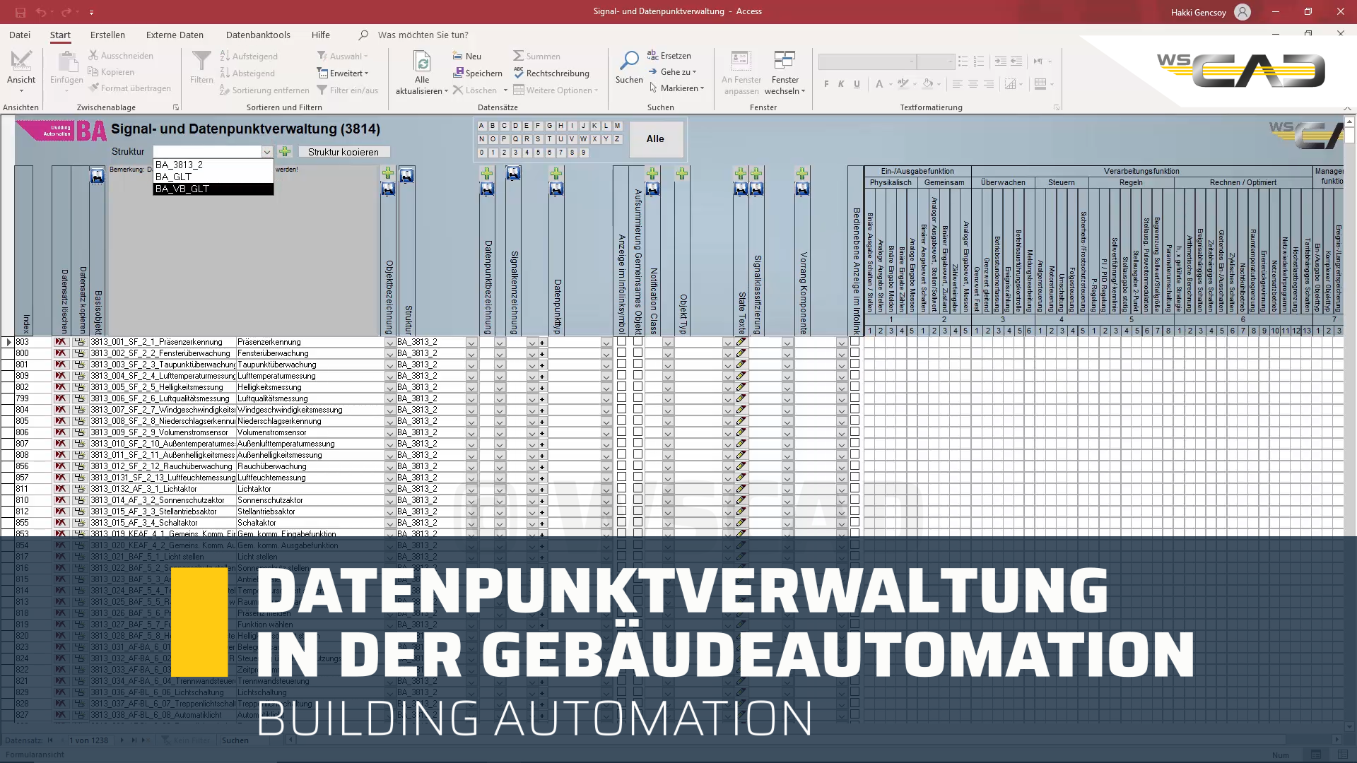 Datenpunktverwaltung in der Gebäudeautomation (WSCAD SUITE)