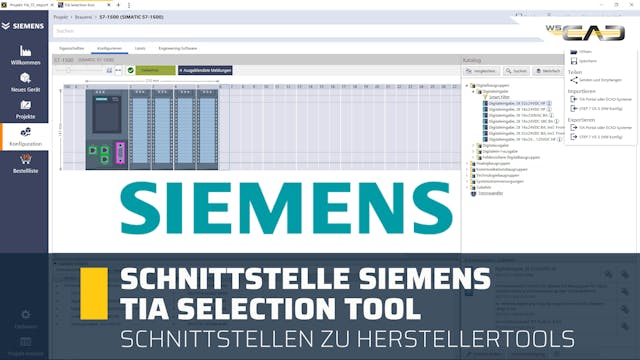 Schnittstelle Siemens Tia Selection Tool