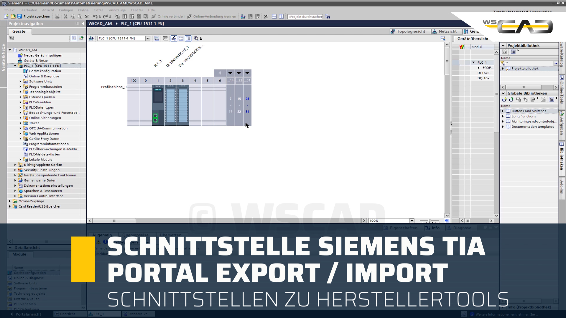 Schnittstelle Siemens TIA Portal Export / Import