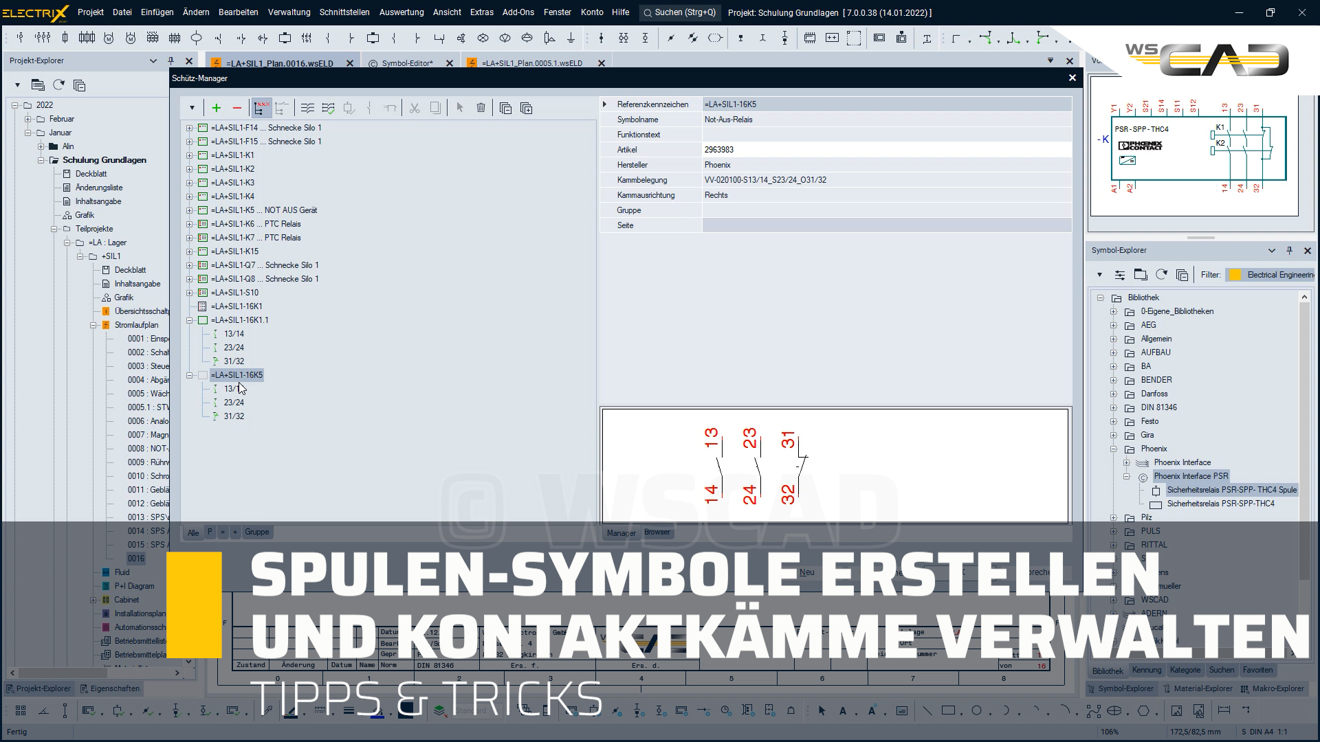 Spulen-Symbole erstellen und Kontaktkämme verwalten