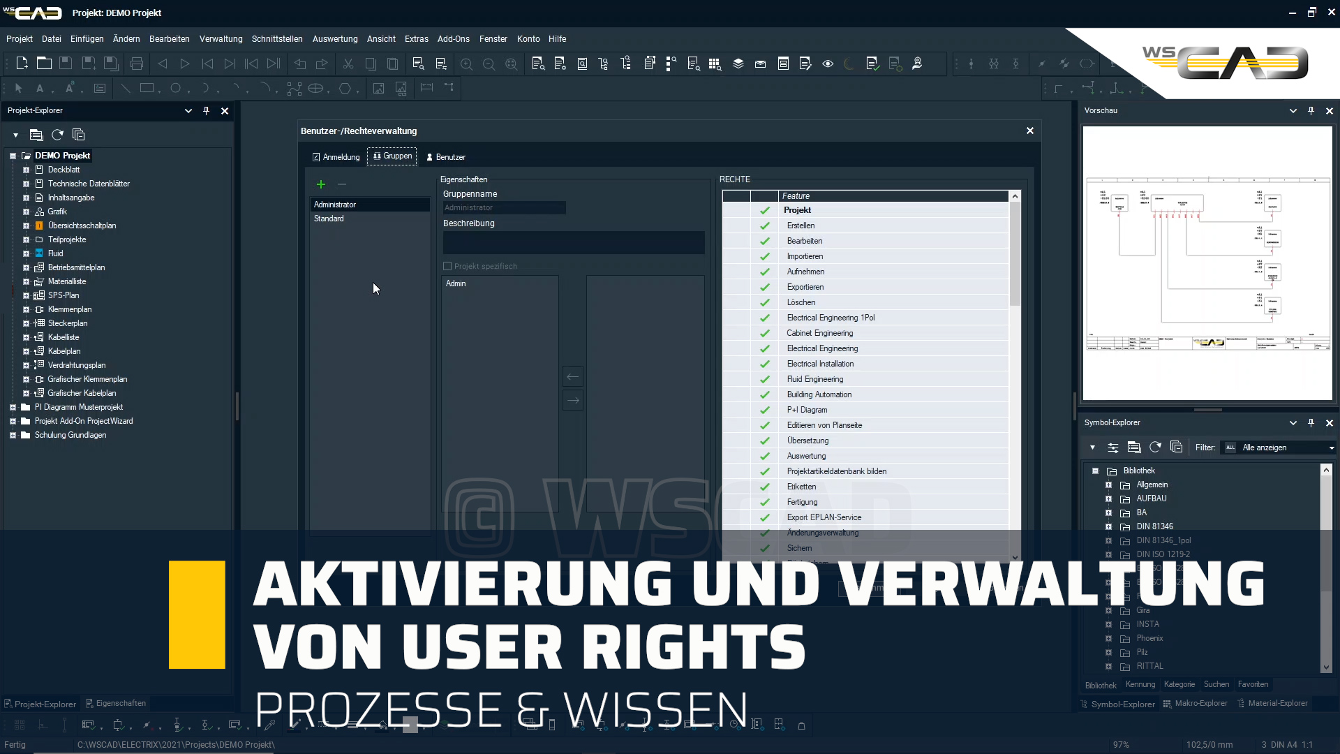 Aktiverung und Verwaltung von User Rights