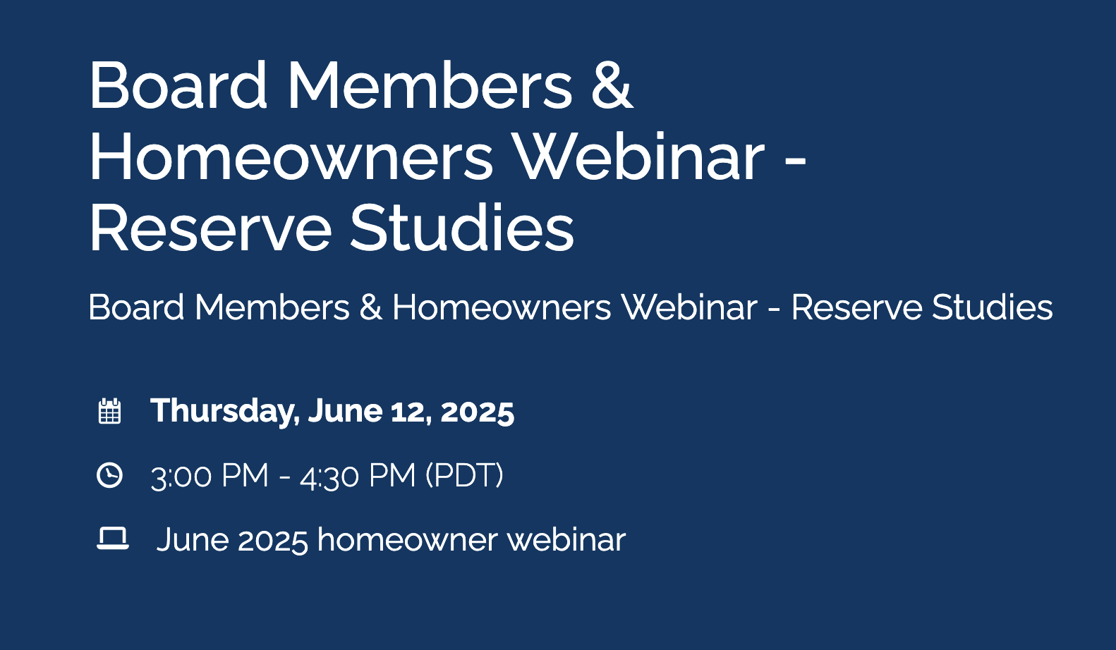 Reserve Studies Webinar 2025