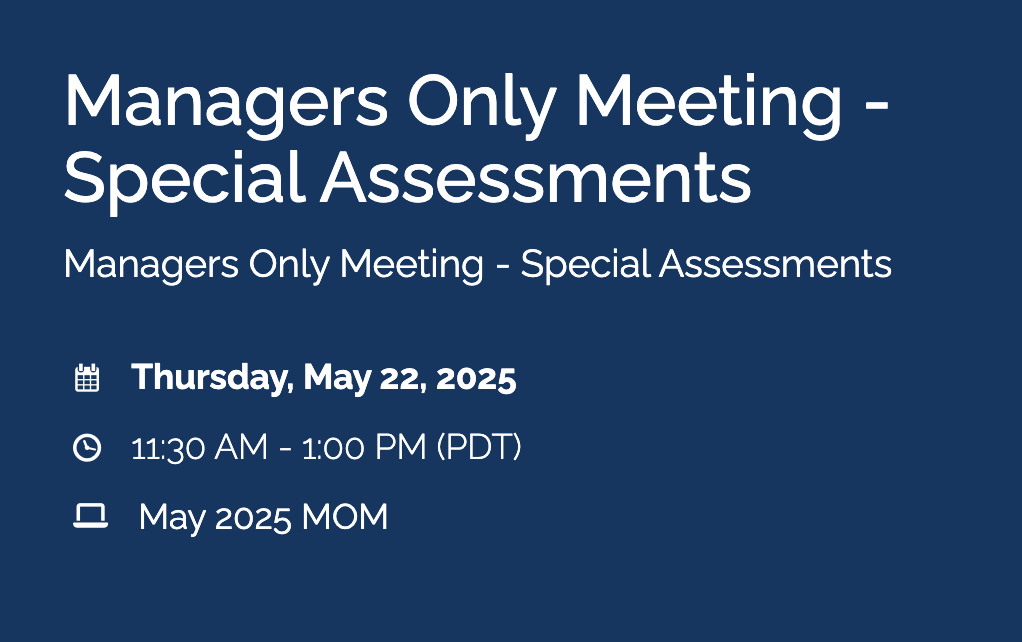 Special Assessment Implementation For Community Managers 2025