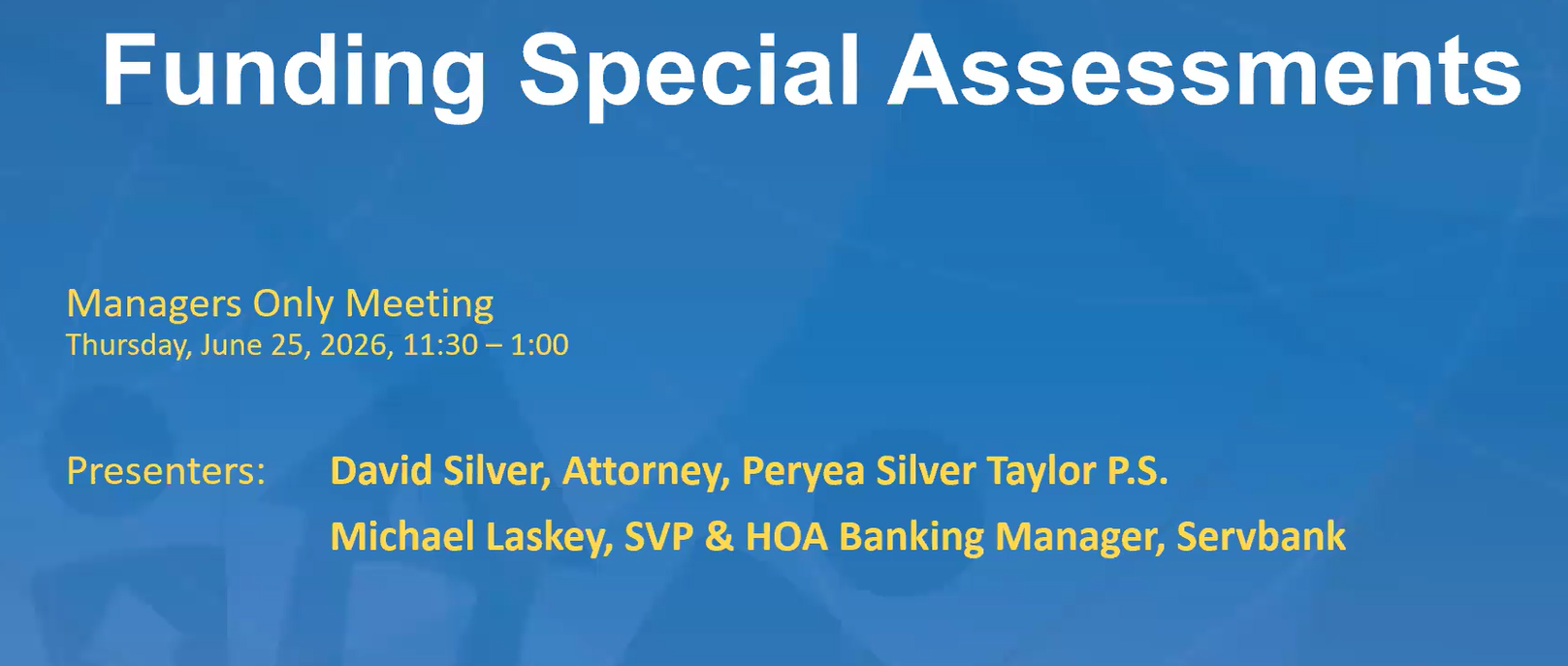 Funding Special Assessments