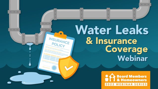 Water Leaks & Insurance Coverage - Board Member Homeowner Webinar Series (BMW) Feb 10, 2022