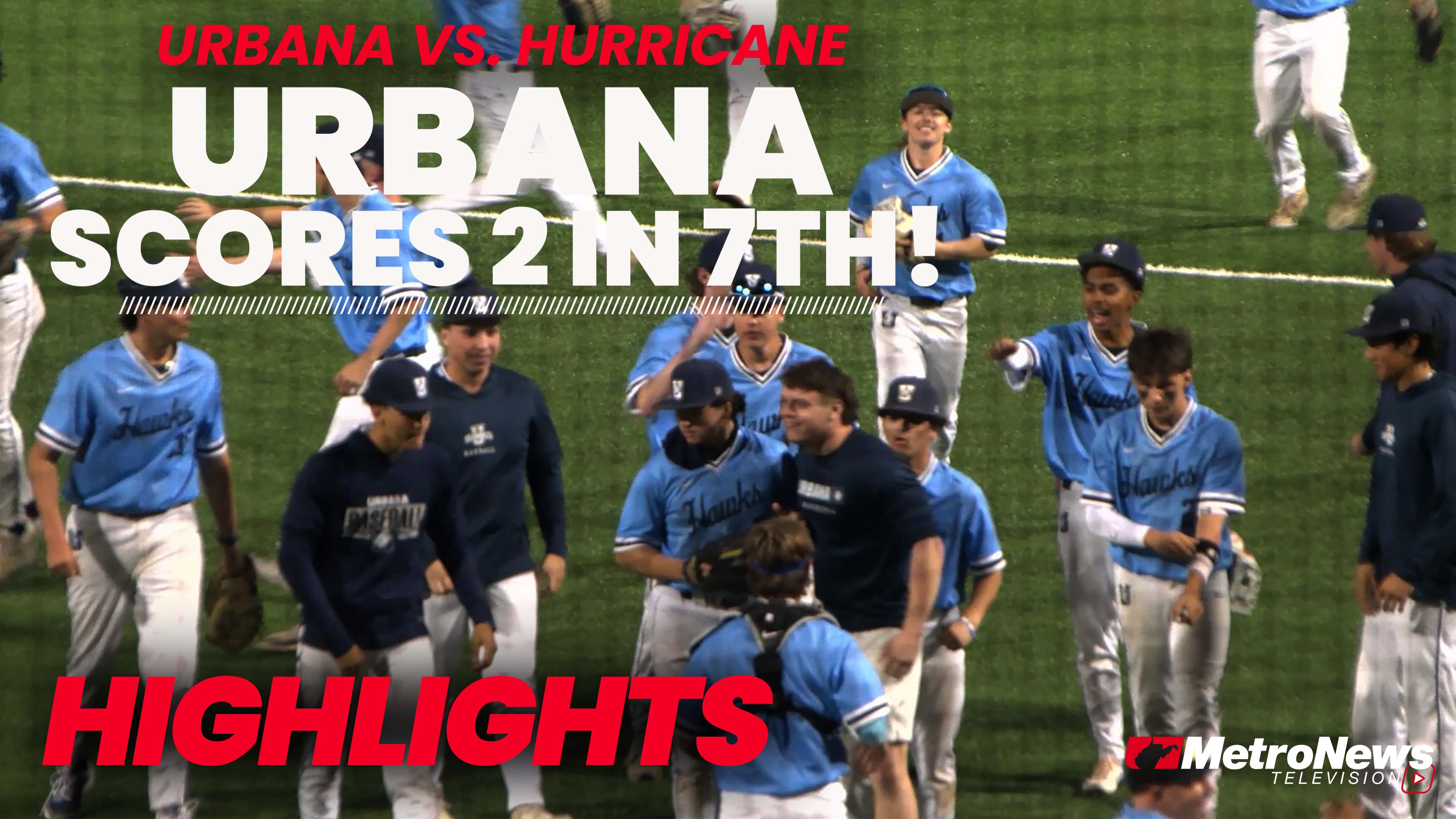 Urbana scores twice in the seventh to win a slugfest over Hurricane, 12-11