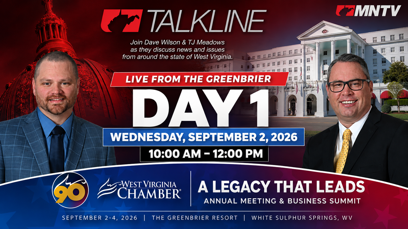 Talkline LIVE from The Greenbrier: Day 1, 9/2/26