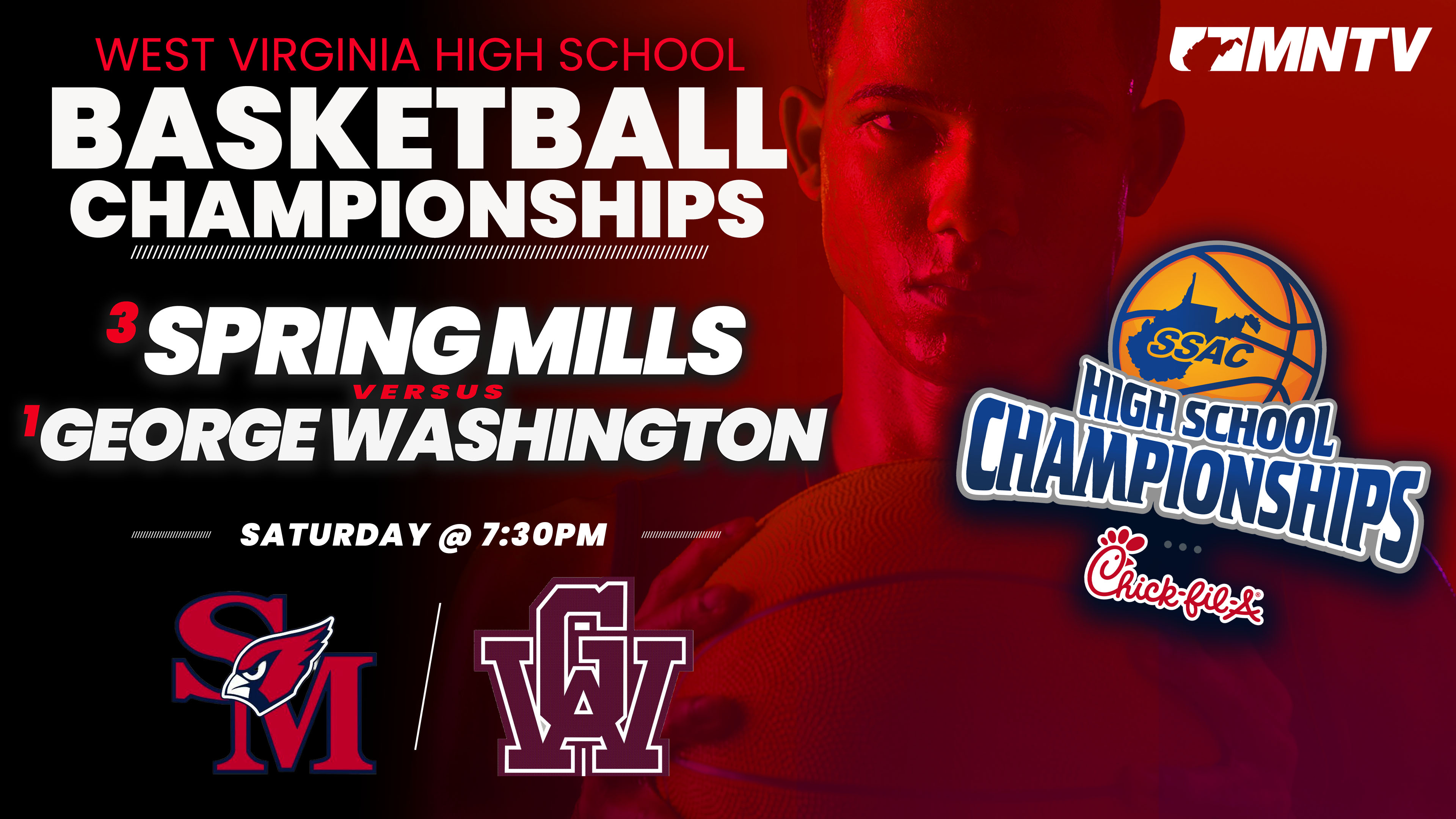 Class AAAA Chip | #1 George Washington vs. #3 Spring Mills | 3/21 at 7:30 PM