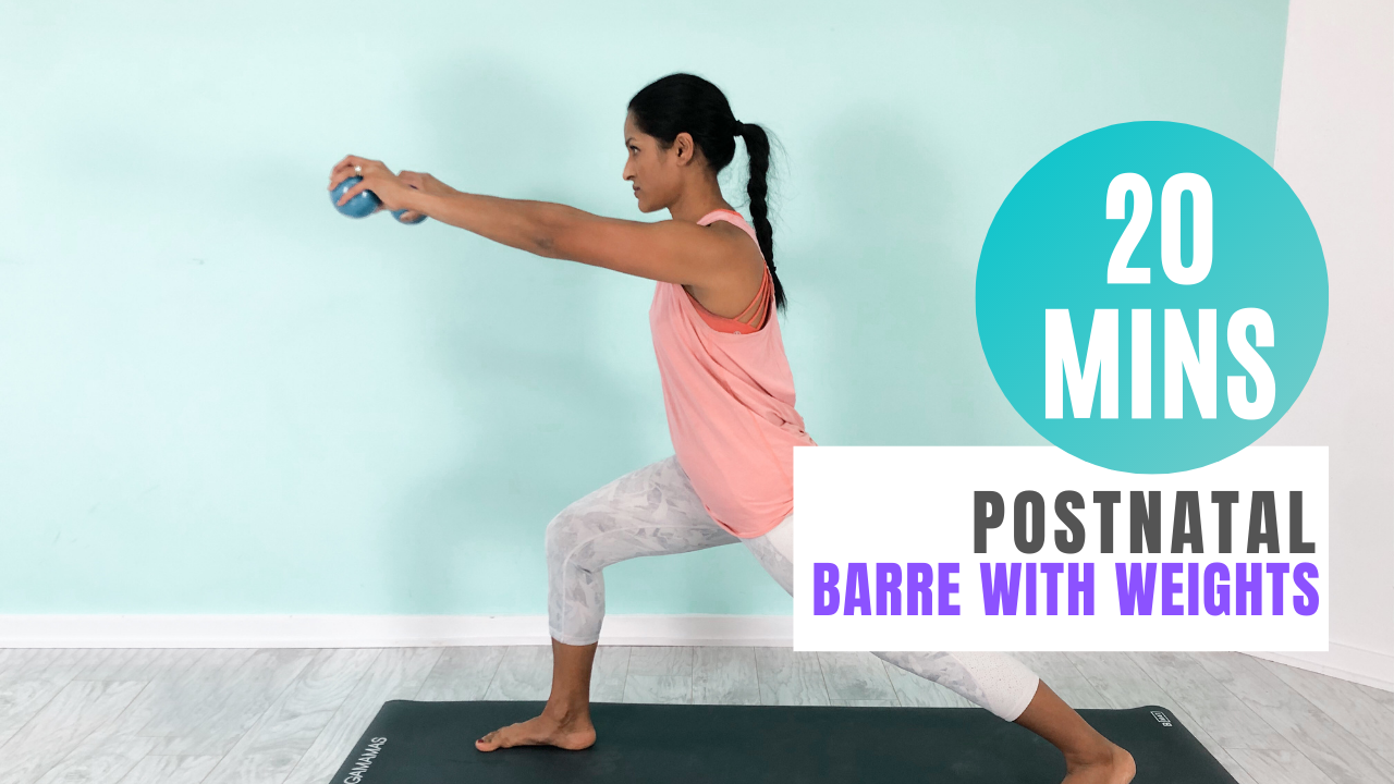 20 Mins Postnatal Barre With Weights | Jannine