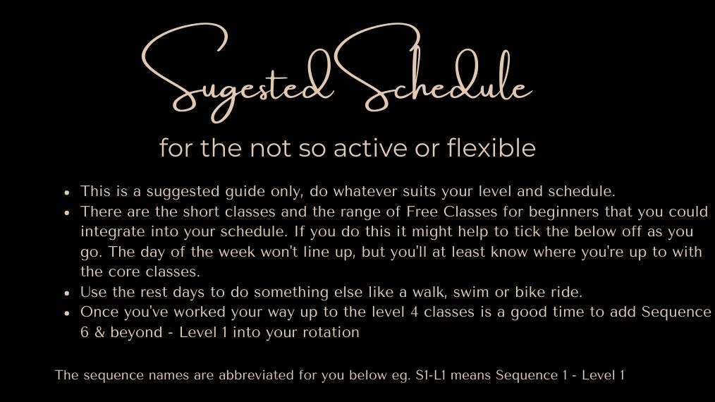 Schedule 1 - For the not so active or flexible