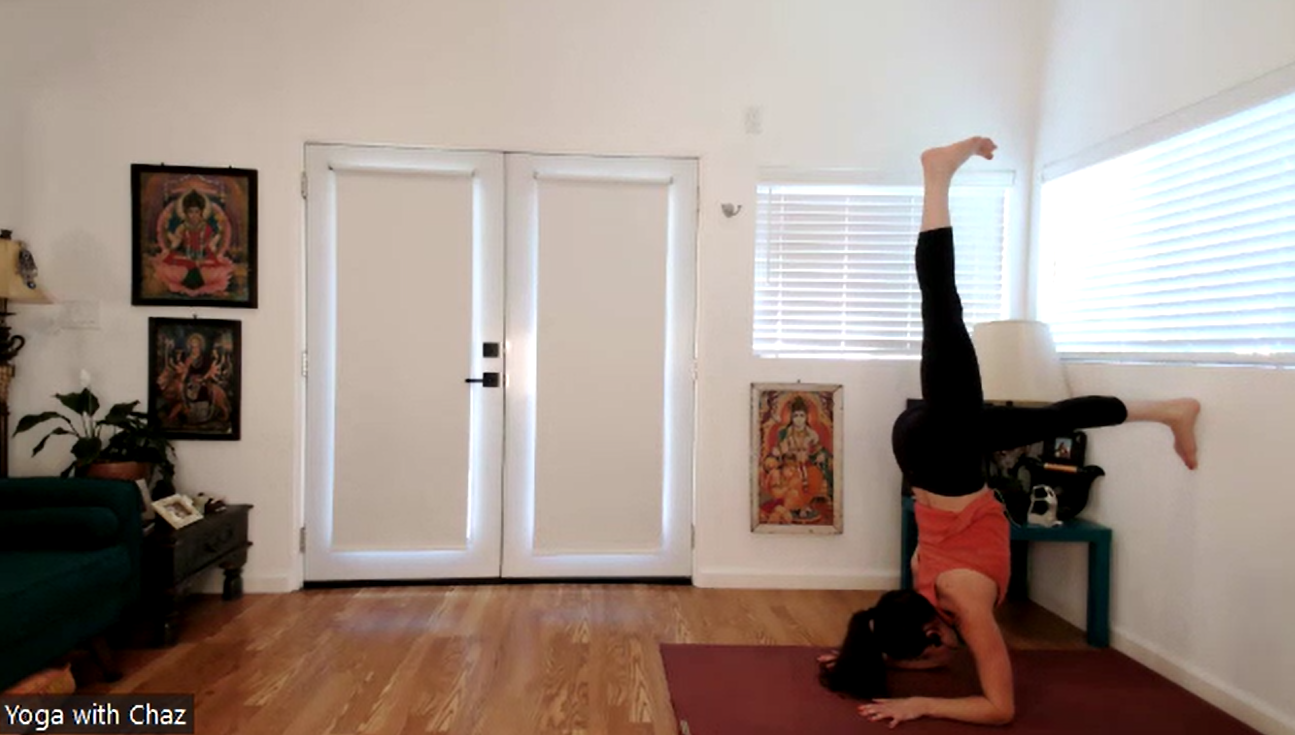 What if life happened AS you, not TO you? (ONE-LEGGED DOLPHIN POSE AGAINST WALL)