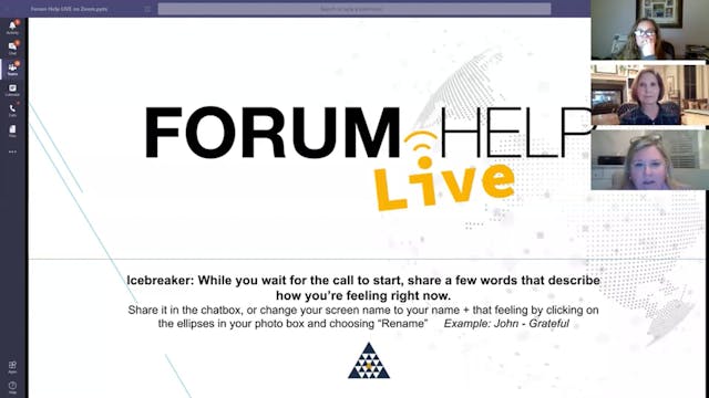 Forum Help Live with Andrea Wooten