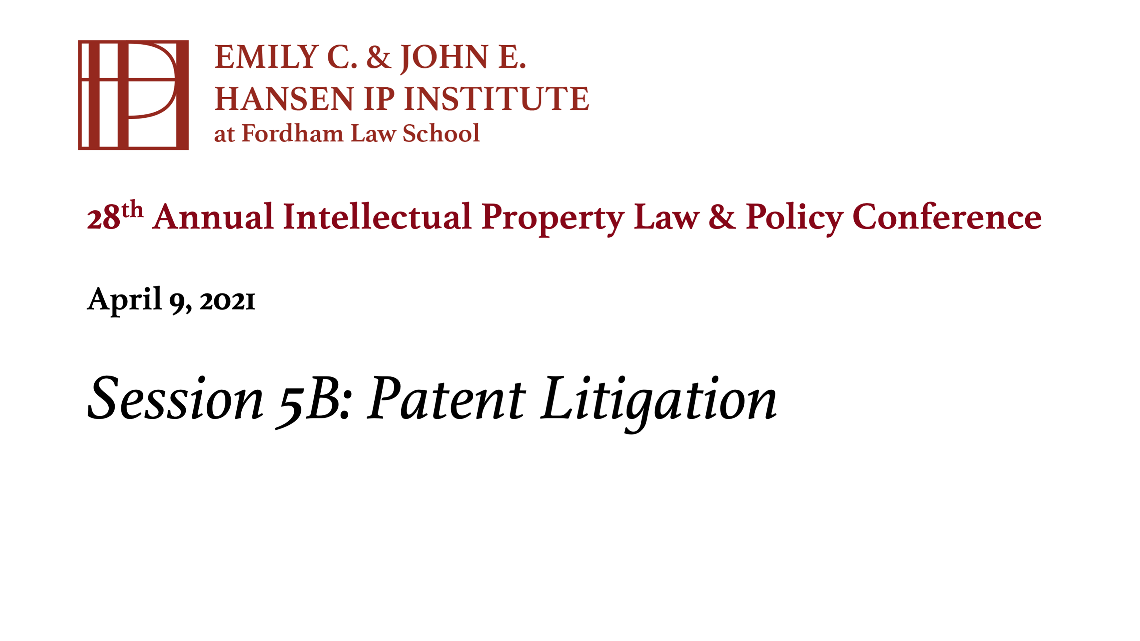 Session 5B: Patent Litigation