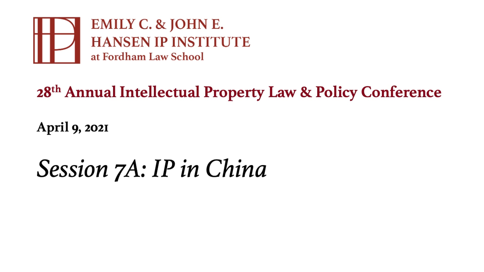 Session 7A: IP in China