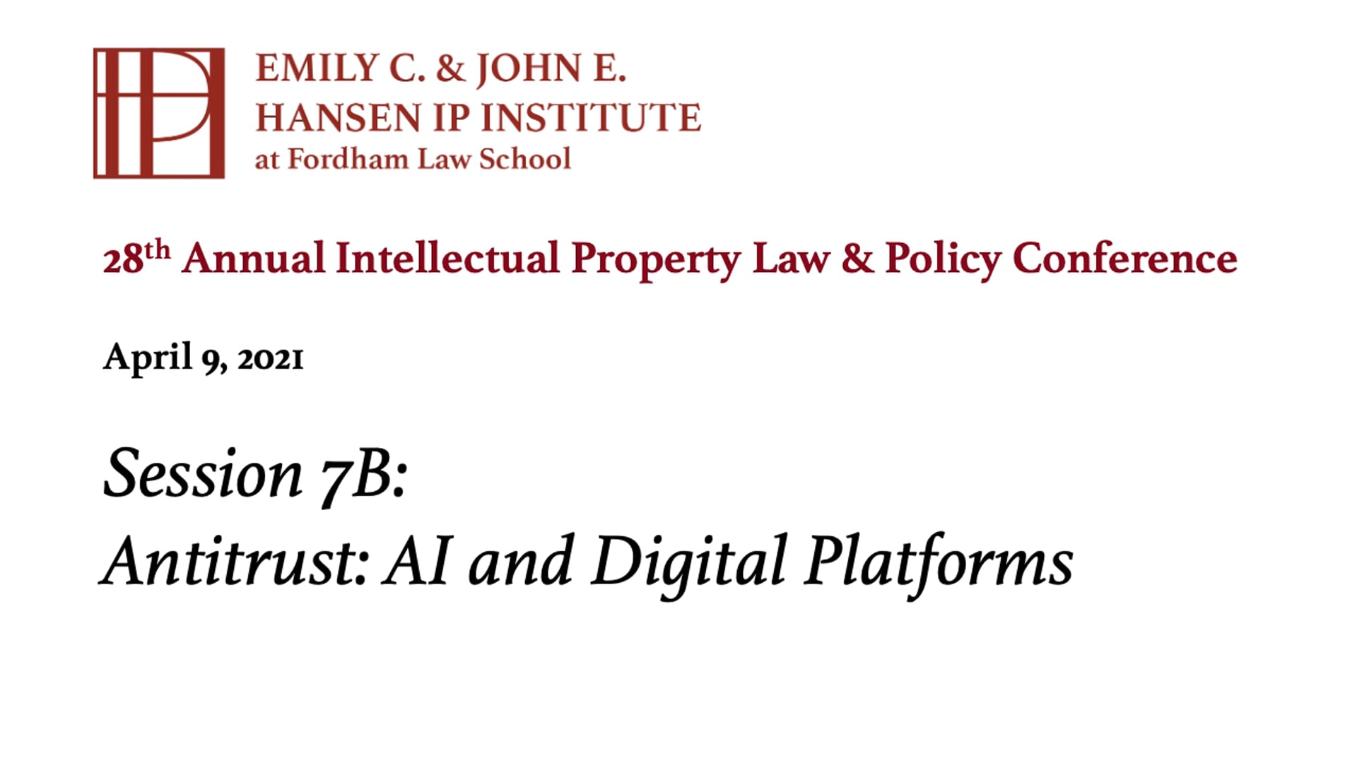 Session 7B: Antitrust: AI and Digital Platforms
