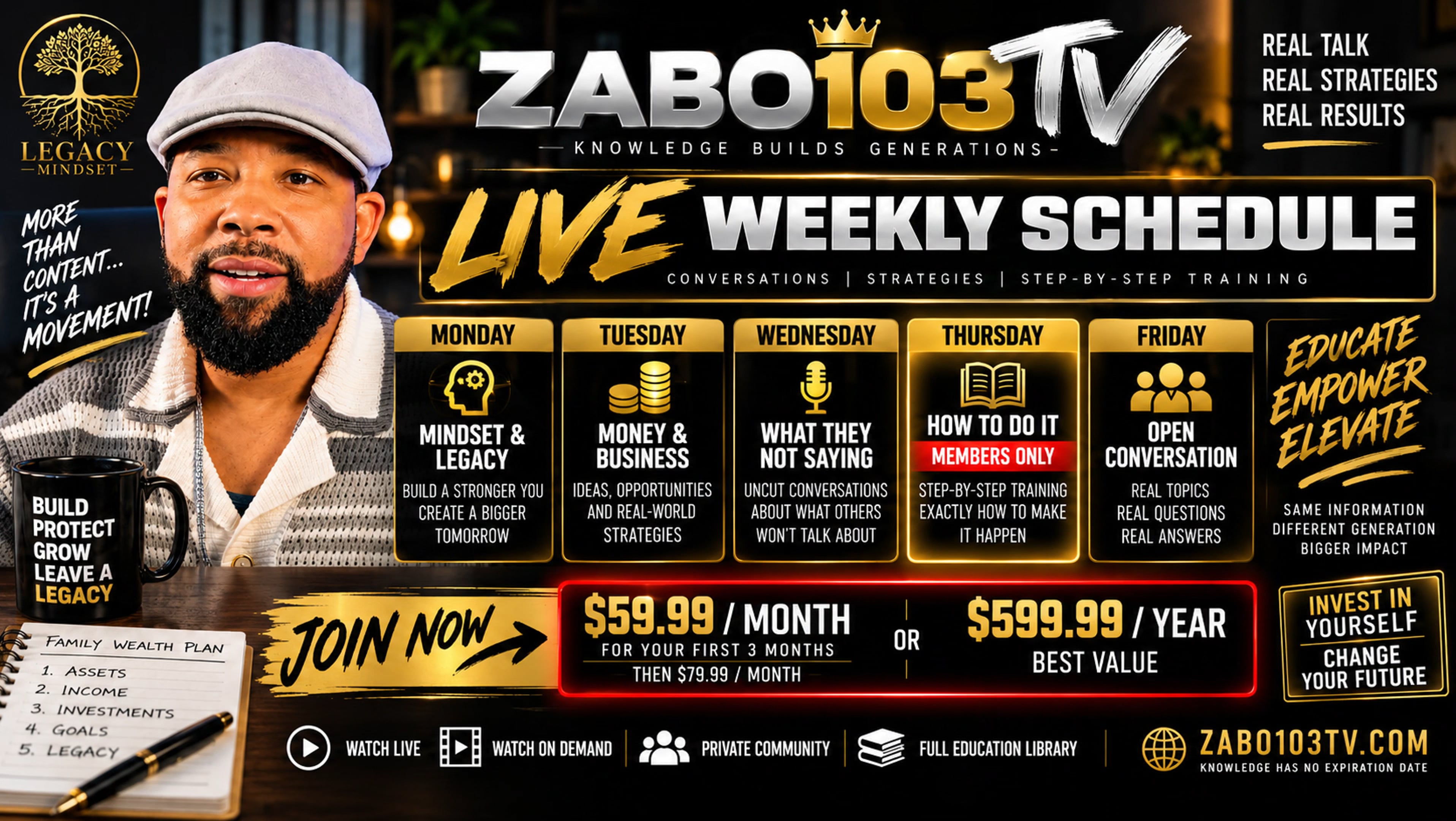 Zabo103 TV: LIVE Weekly Schedule