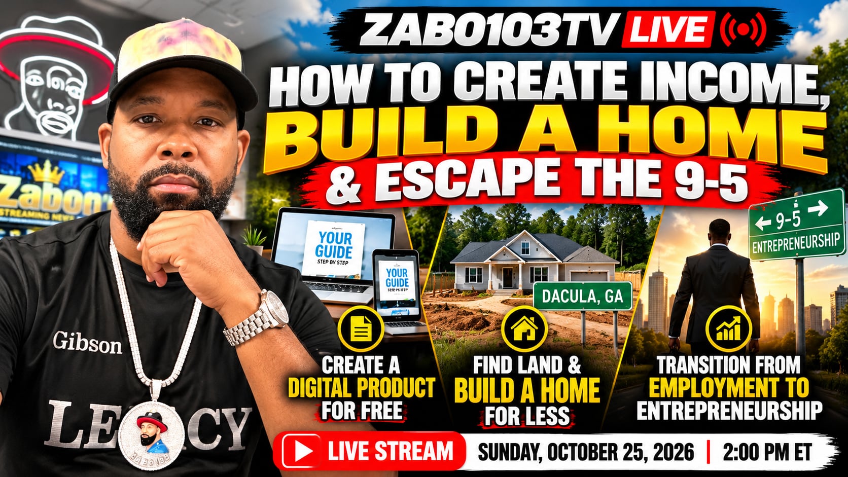 209. NEW EPISODE: Zabo103TV LIVE: How to Create Income: 10/25/26