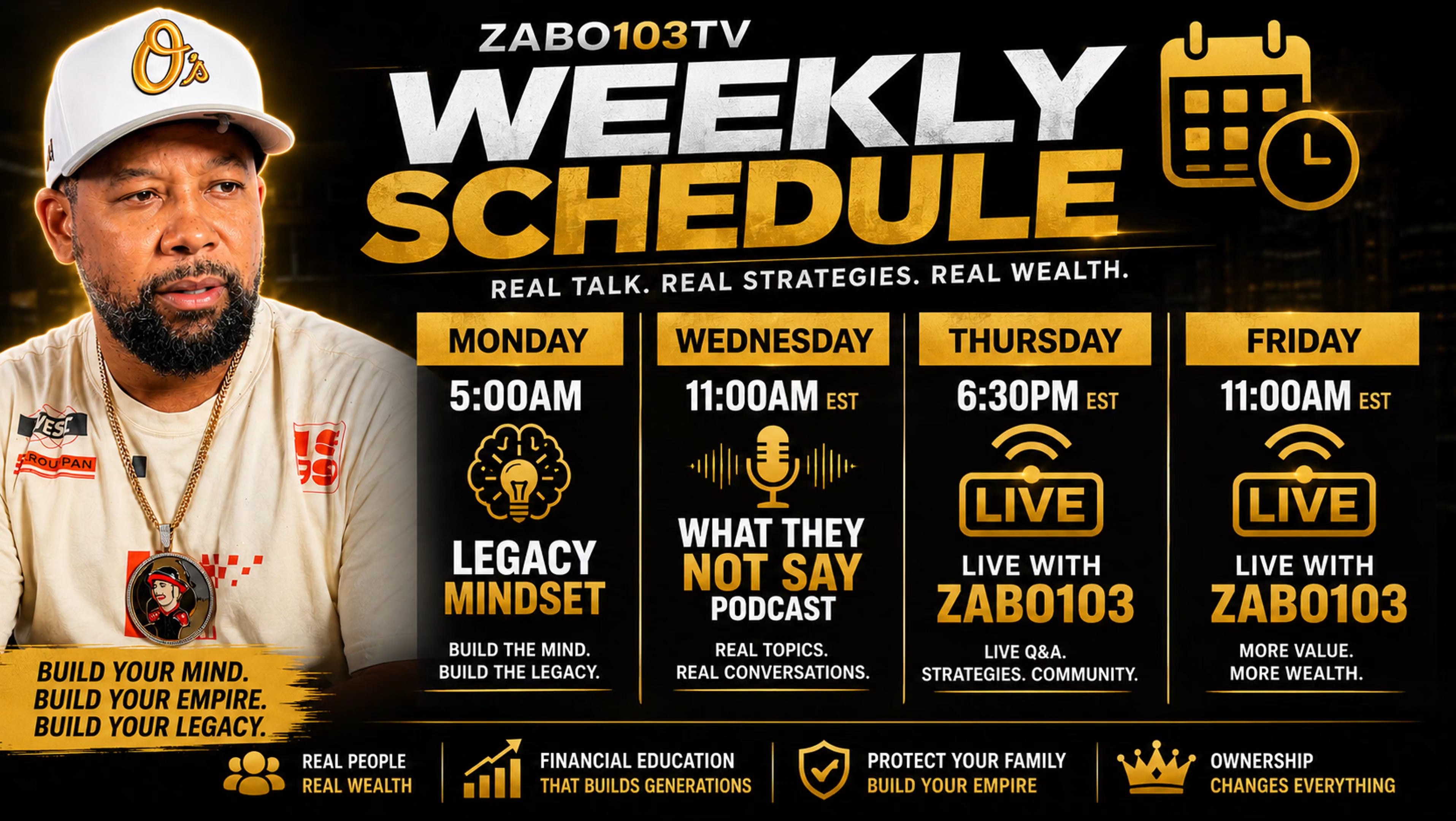 Zabo103TV Weekly Show Schedule