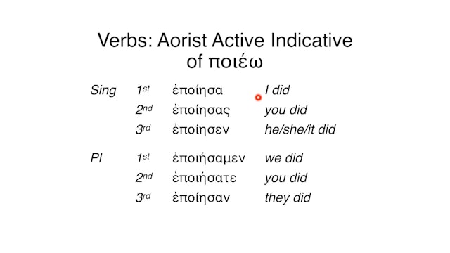 Reading Biblical Greek - Session 36 - First Aorist Tense-Form