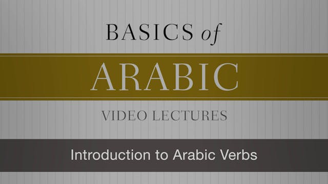 Basics of Arabic - Session 12 - Introduction to Arabic Verbs