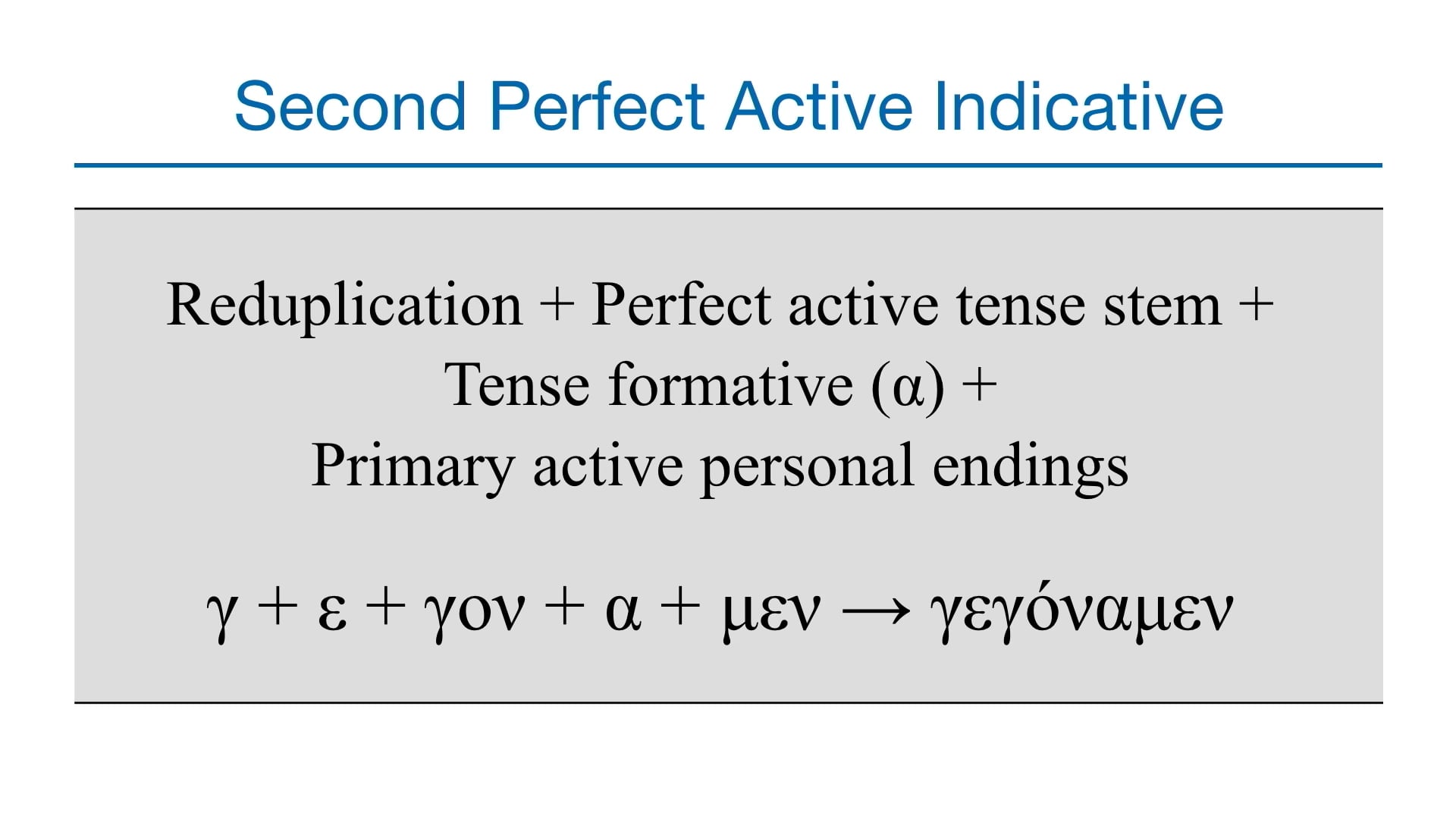 Basics of Biblical Greek - Session 25 - Perfect Indicative