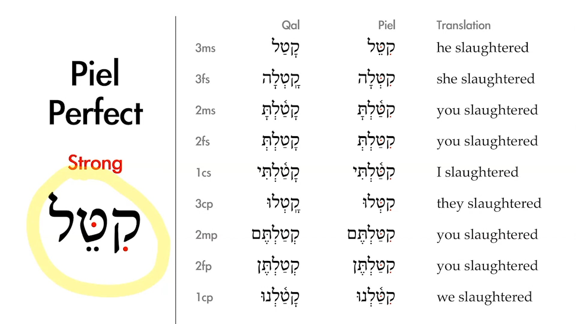 Basics of Biblical Hebrew - Session 30 - The Piel Stem Strong Verbs