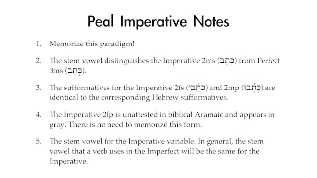 Basics of Biblical Aramaic - Session 15 - Peal Imperative