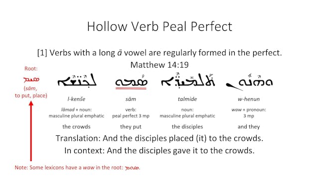 Basics of Classical Syriac - Session 22 - Hollow Verbs